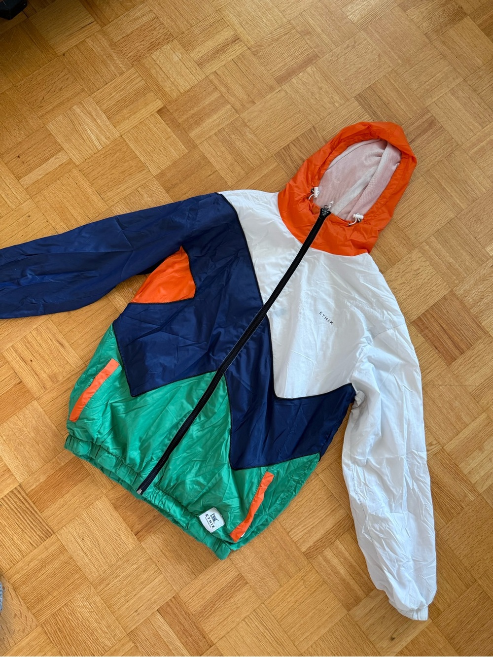 Colorblock Hooded Windbreaker Jacket for Kids or Small Men Women Unisex Y2K